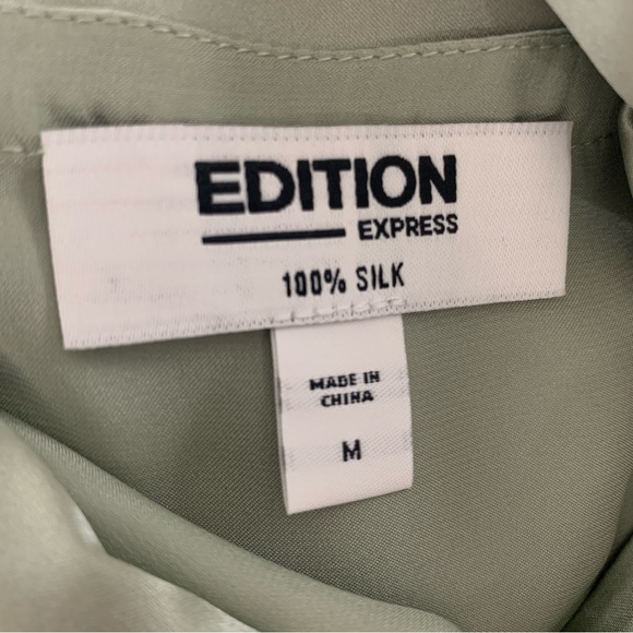 NWT $148 100% Silk 2-Piece Pajama Set Short Pants/Short Sleeve Top Light Sage M - Picture 10 of 11